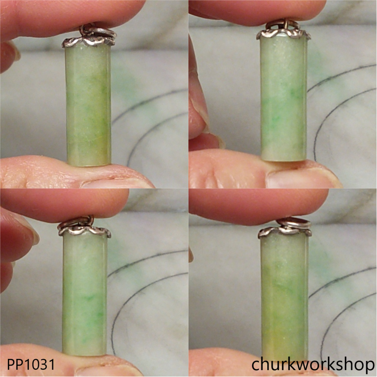 Yellowish green small  jade cylinder