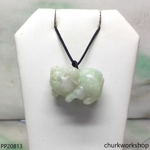 Pale green jade pig pendant