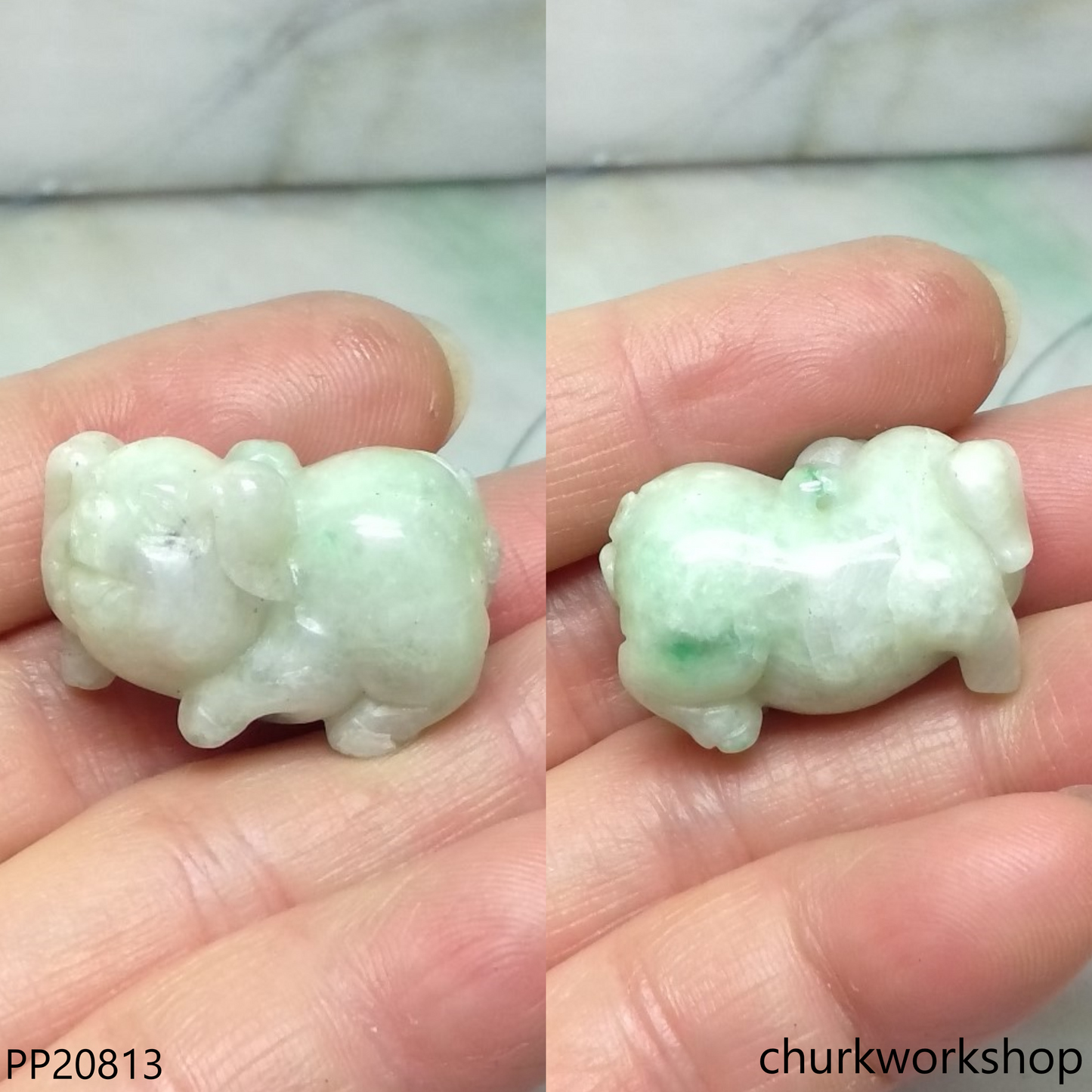 Pale green jade pig pendant