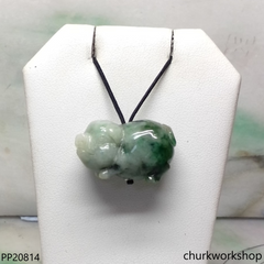 Molt green jade pig pendant