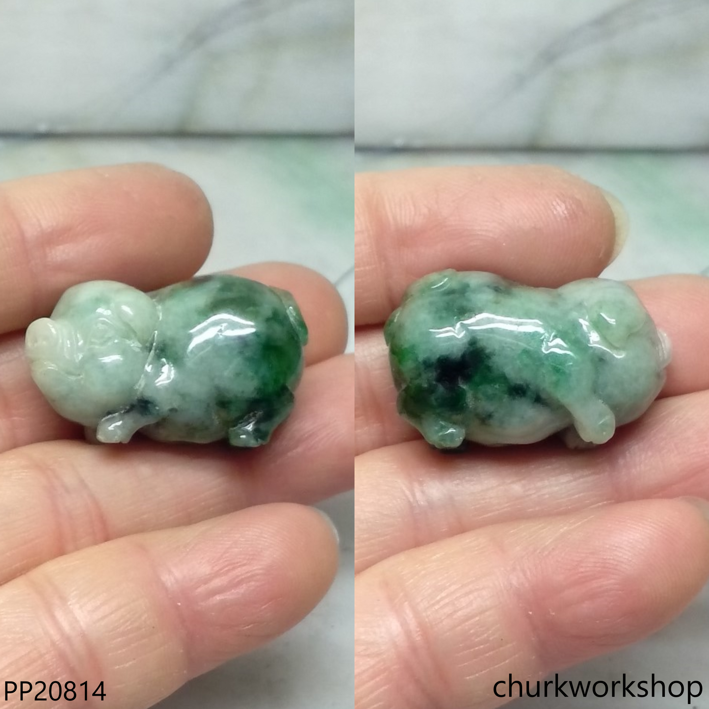 Molt green jade pig pendant