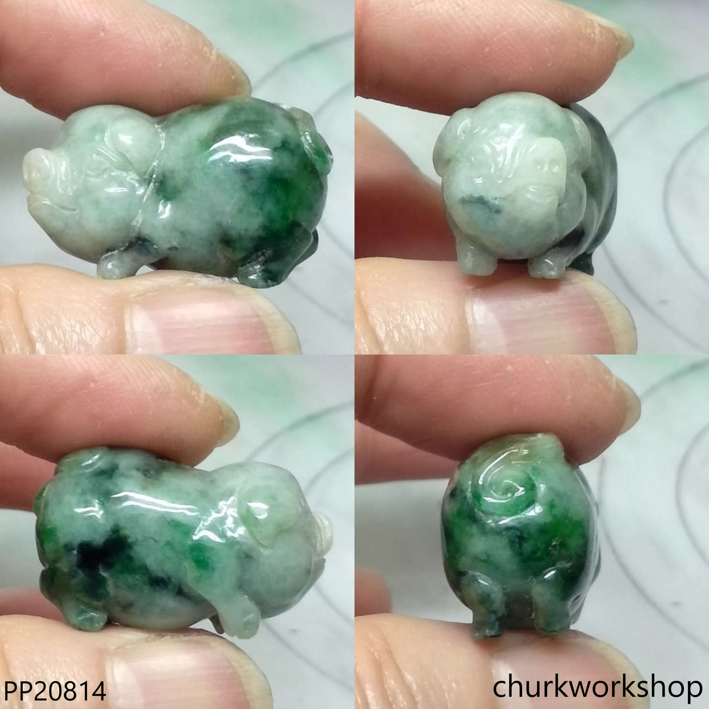 Molt green jade pig pendant