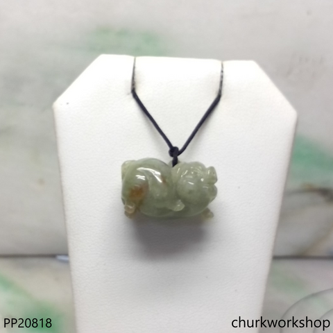 Bluish green jade pig pendant