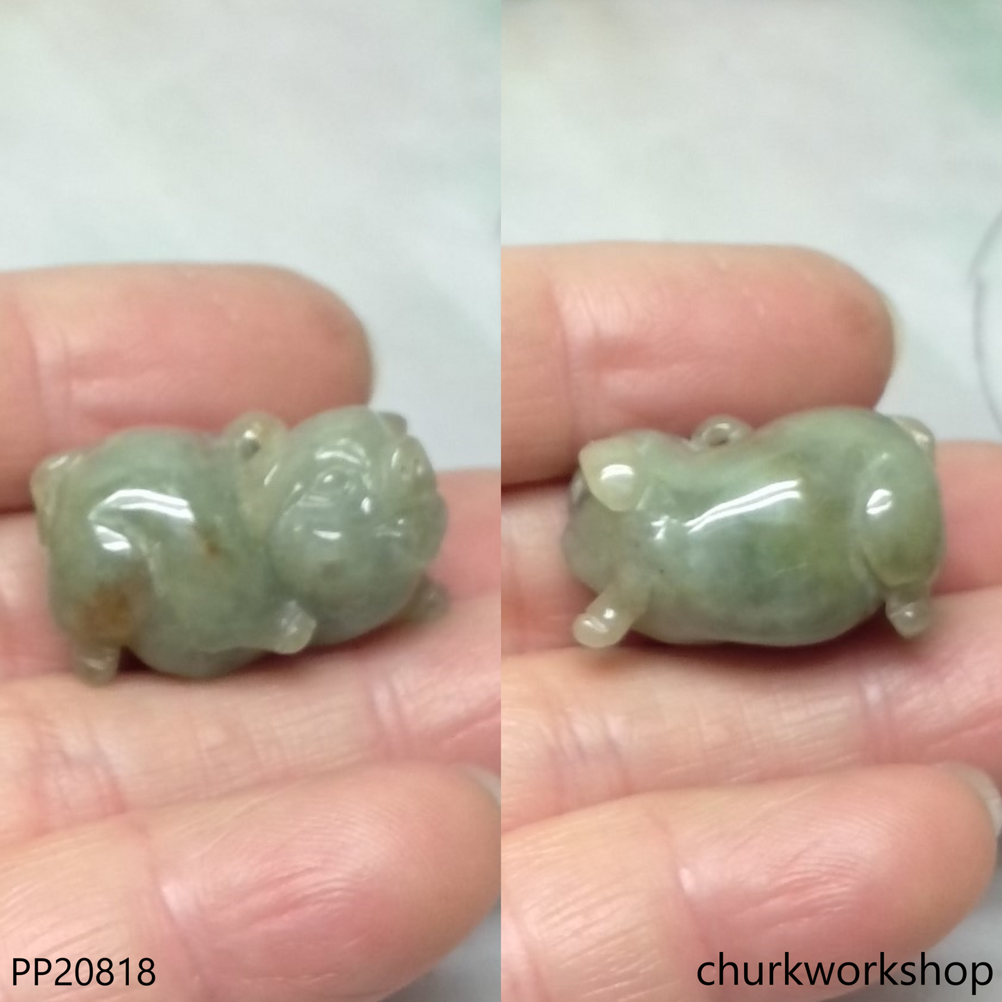 Bluish green jade pig pendant