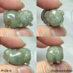 Bluish green jade pig pendant