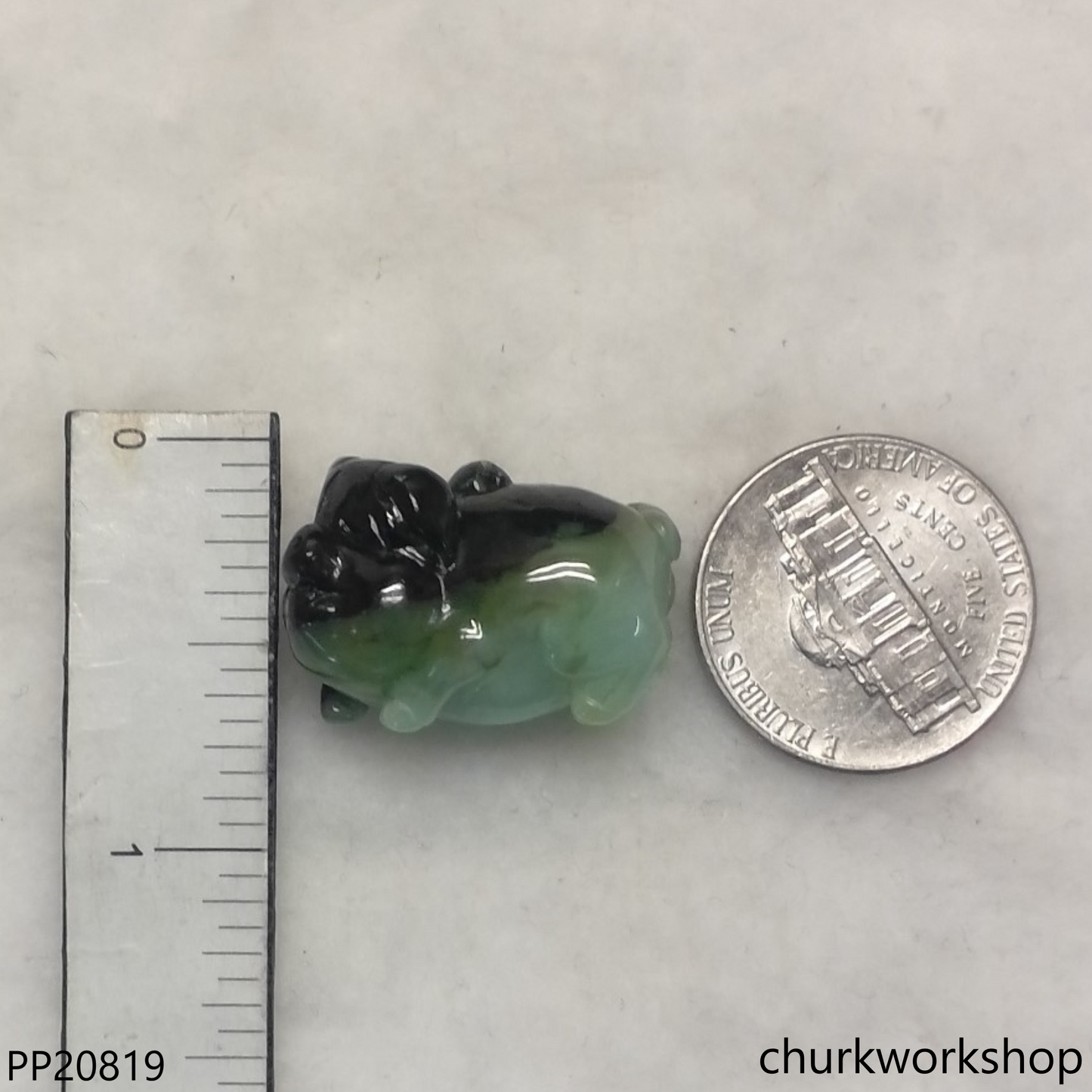 Dark & light green jade pig pendant