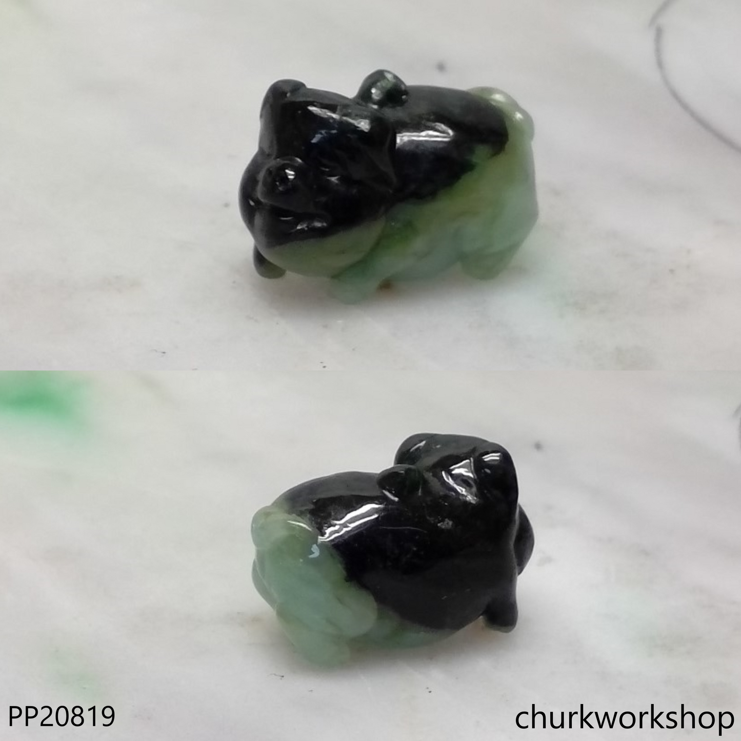 Dark & light green jade pig pendant