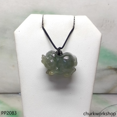 Bluish green jade pig pendant