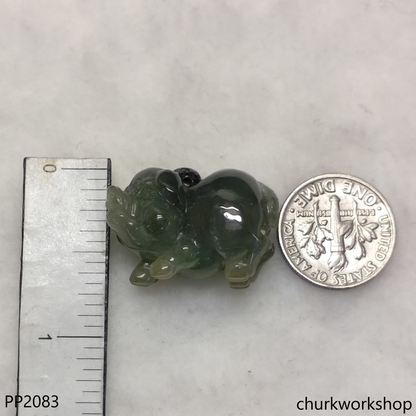 Bluish green jade pig pendant