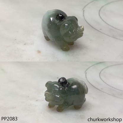 Bluish green jade pig pendant