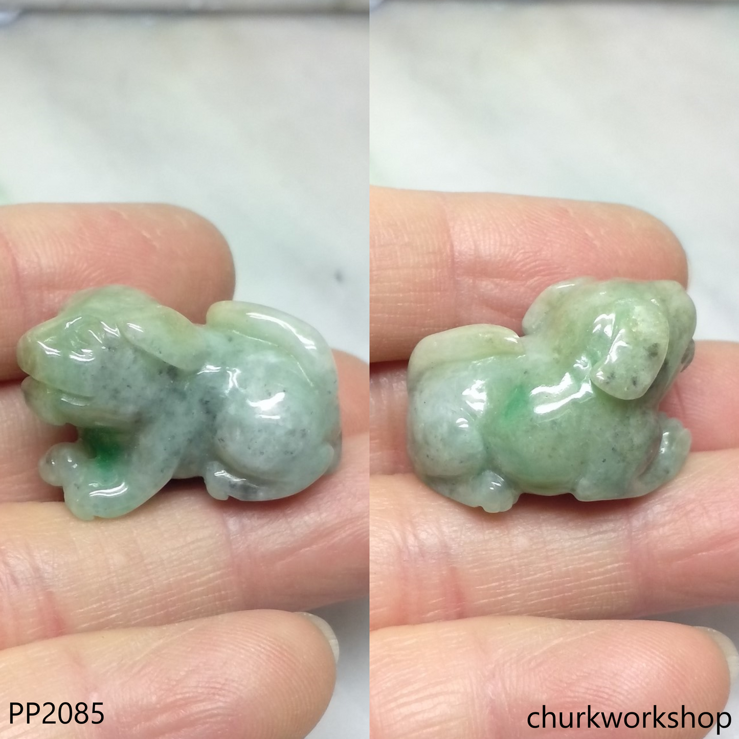 Light green jade dog pendant