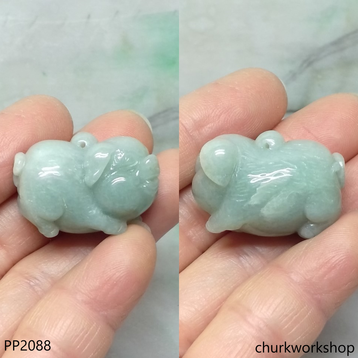 Light green jade pig pendant