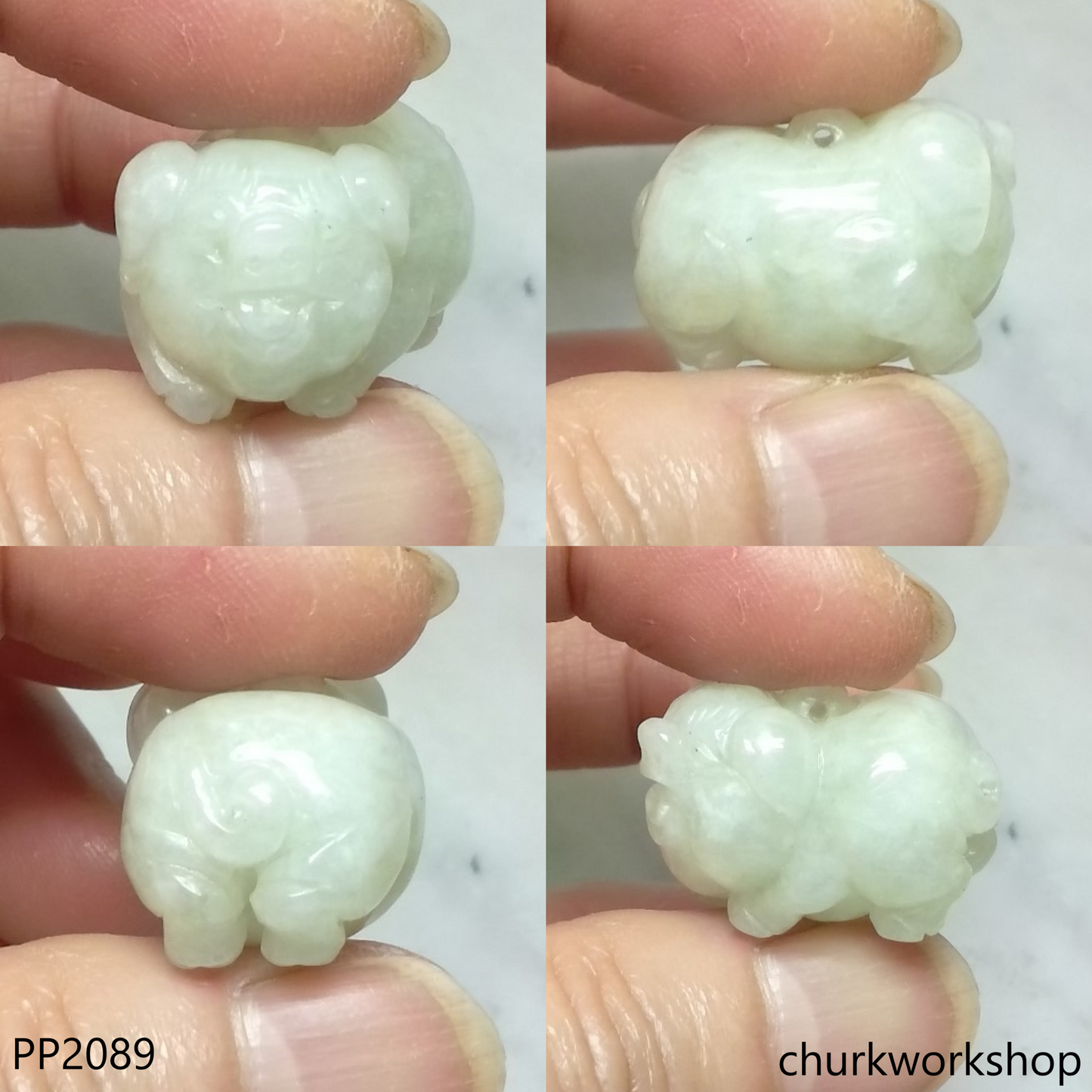 Pale green jade pig pendant