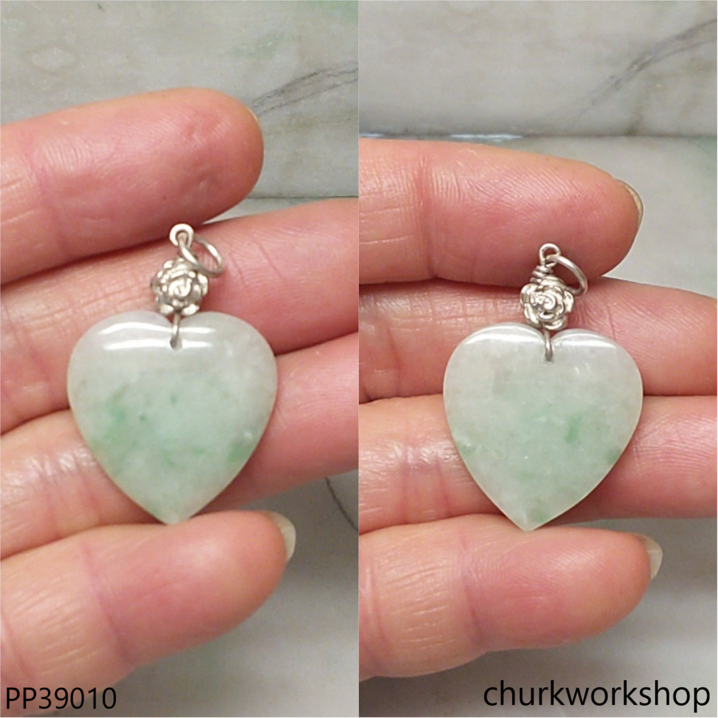 Light green jade heart pendant