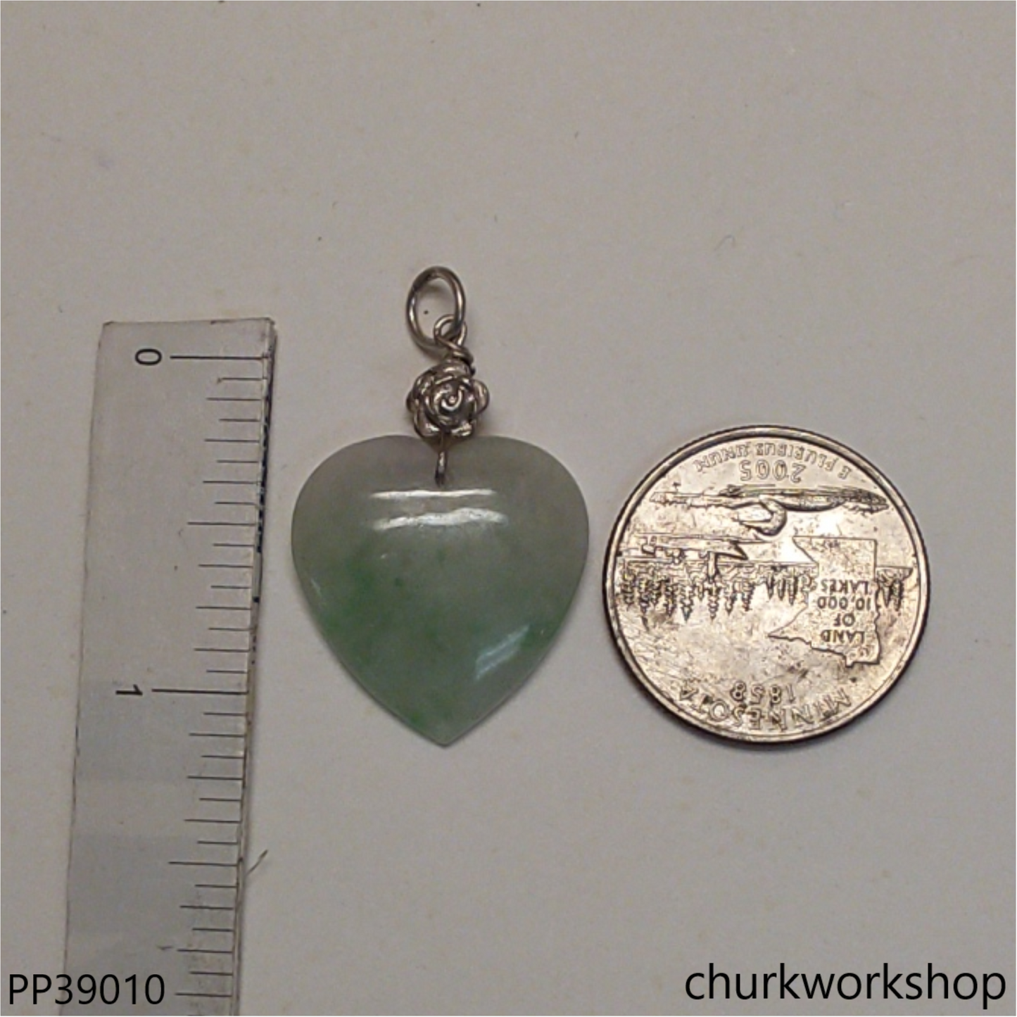 Light green jade heart pendant