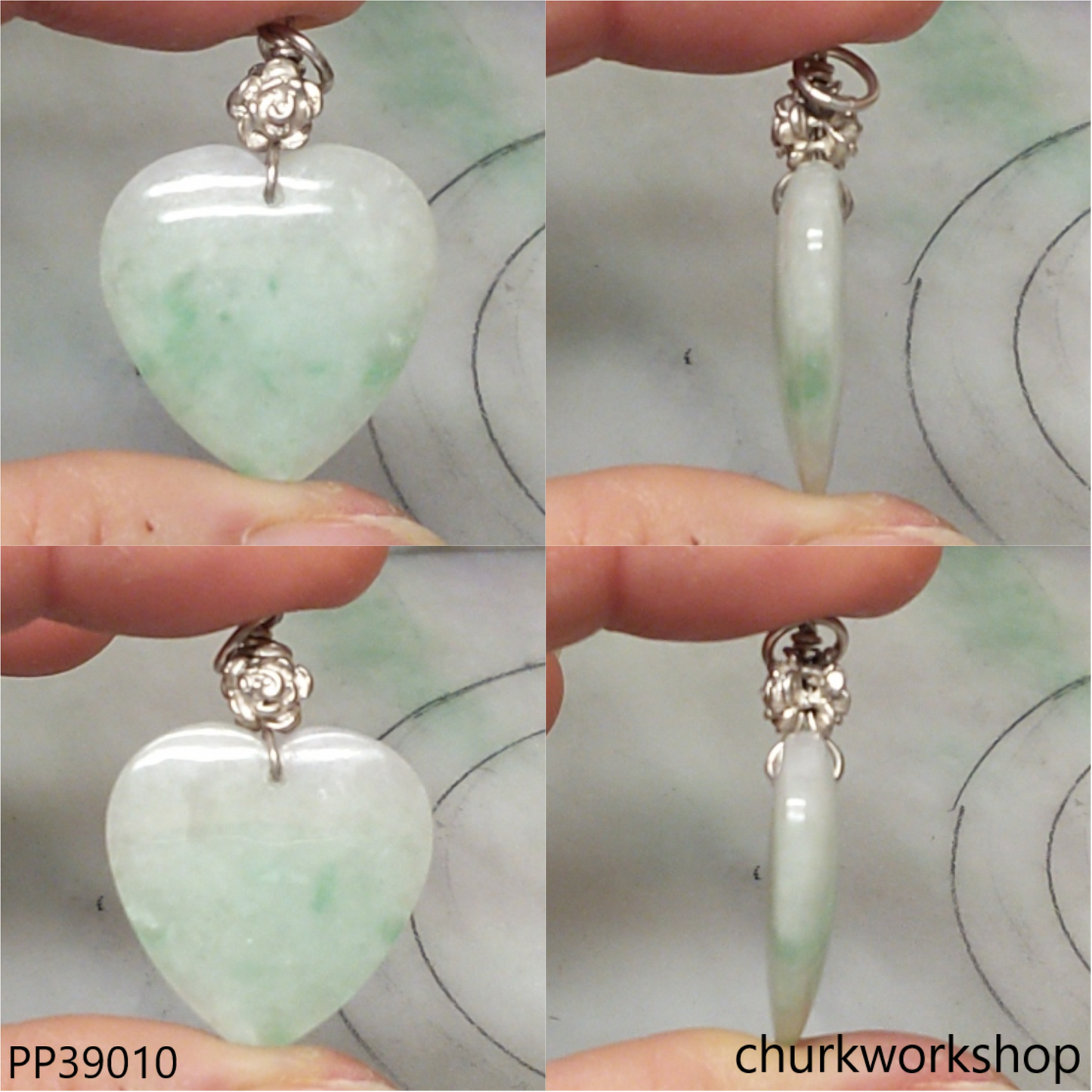 Light green jade heart pendant