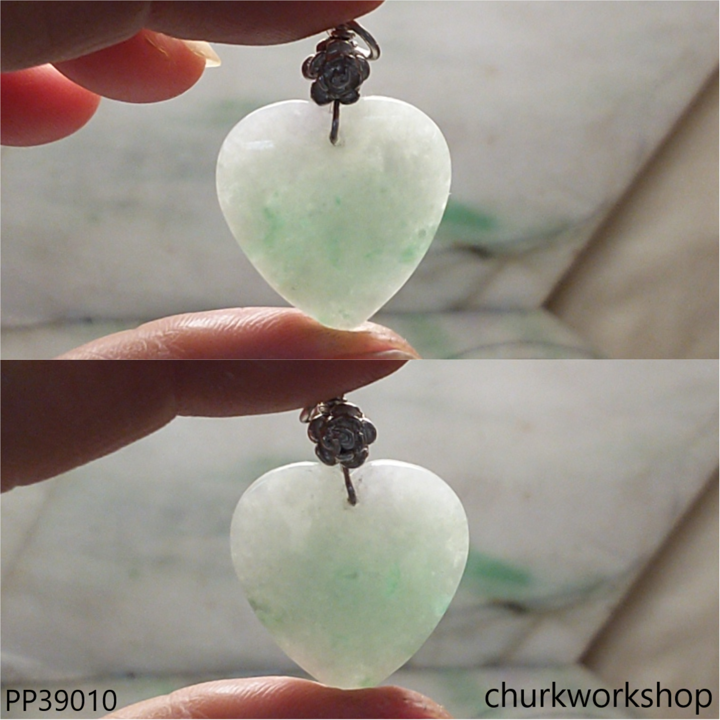 Light green jade heart pendant