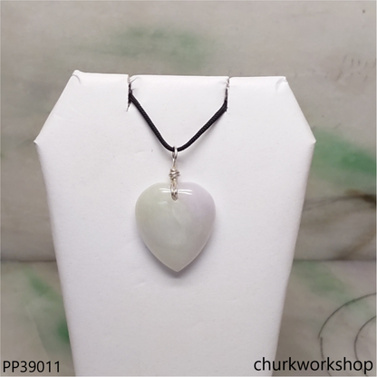 Pale lavender jade heart pendant