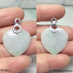 Pale lavender with green dot jade heart