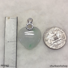 Pale lavender with green dot jade heart