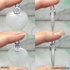 Pale lavender with green dot jade heart