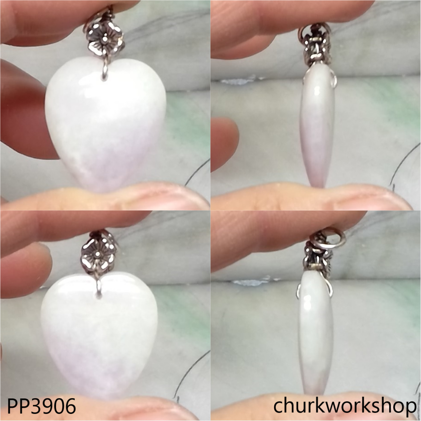 Light lavender jade heart pendant