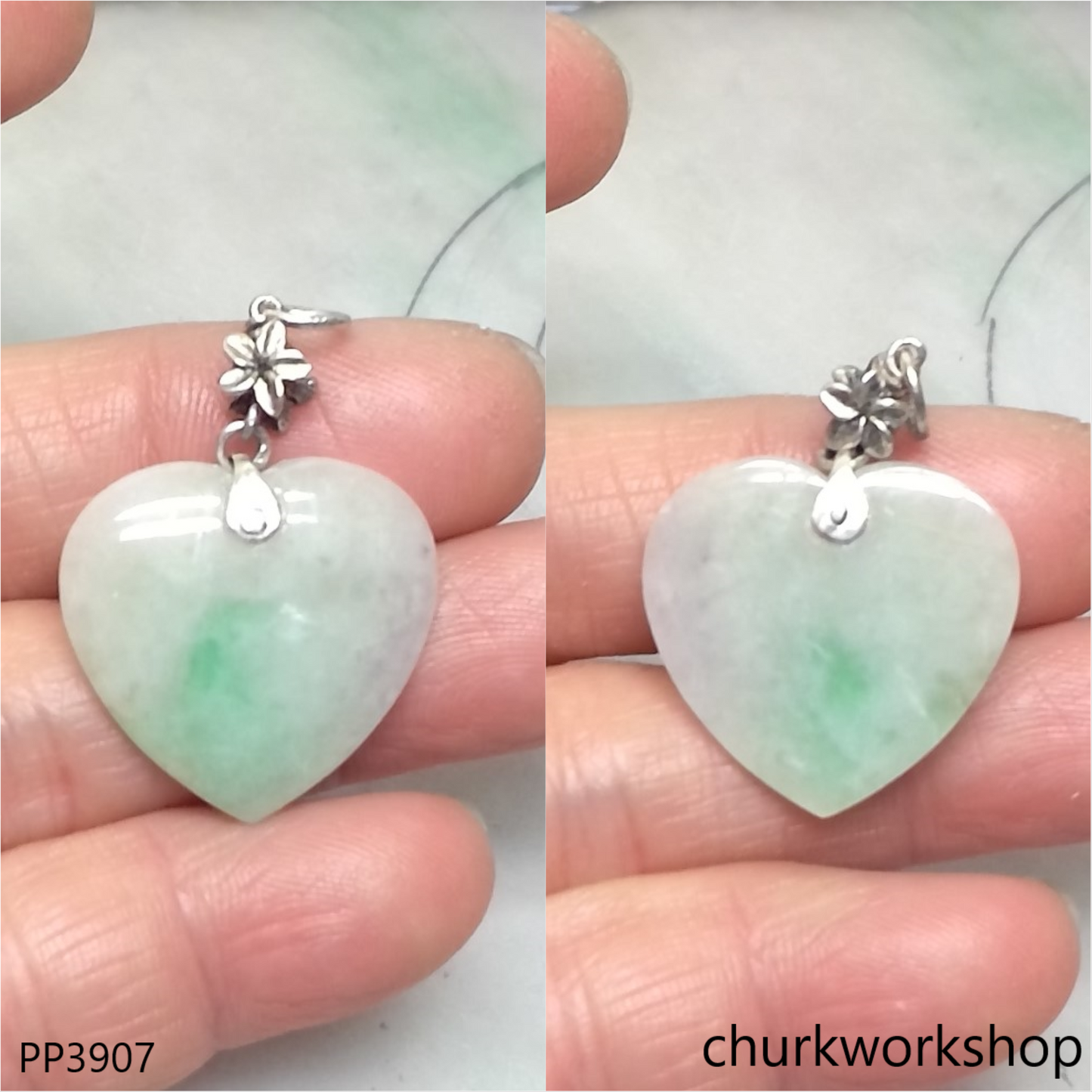Light green jade heart pendant