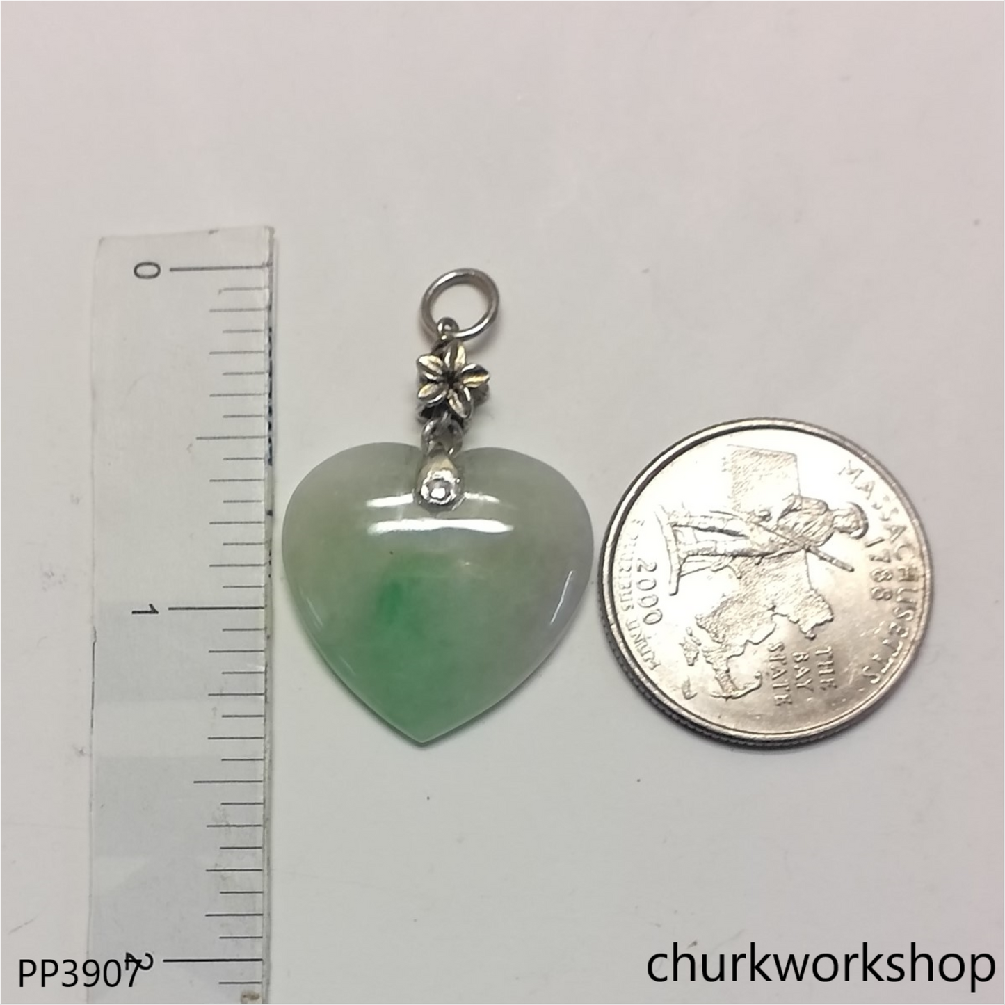 Light green jade heart pendant