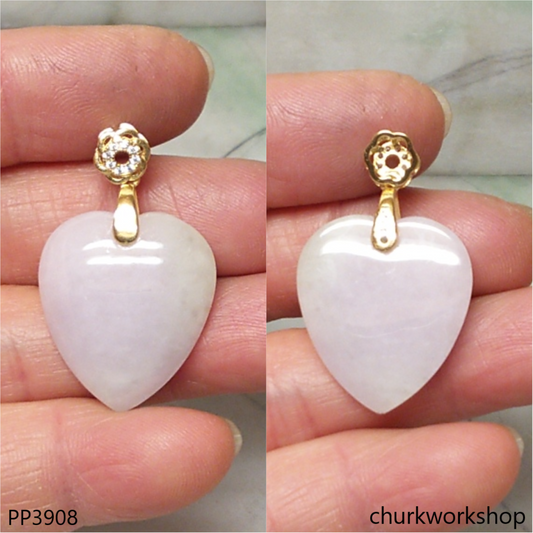 Lavender jade heart pendant