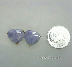 Reserved for skinnycat78                14K gold heart shape lavender jade earrings