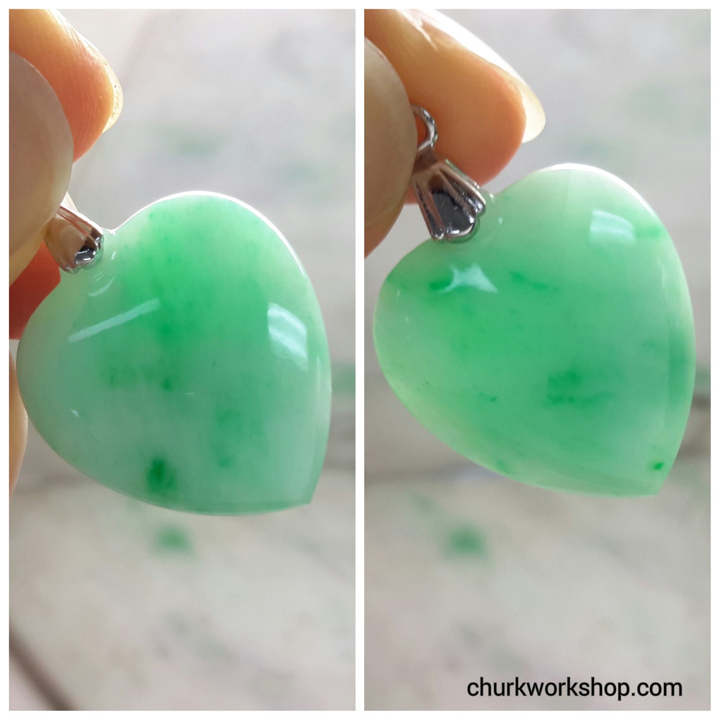 Apple green jade heart