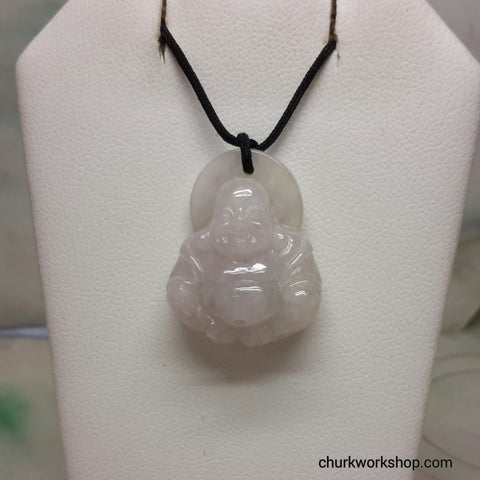 Lavender jade happy Buddha pendant