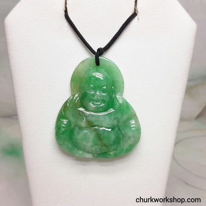 Green jade happy Buddha pendant