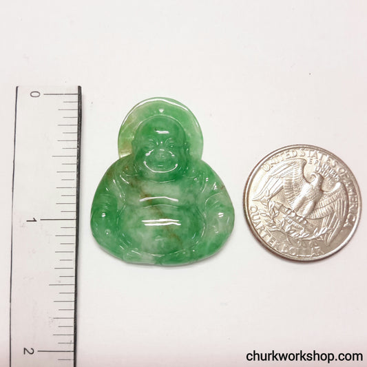 Green jade happy Buddha pendant