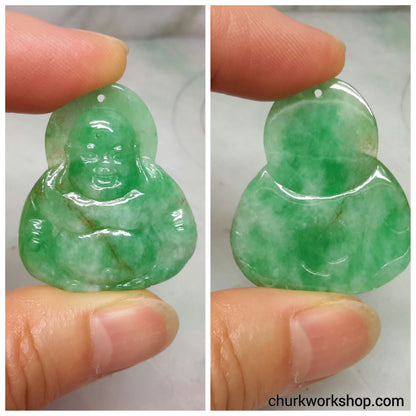 Green jade happy Buddha pendant