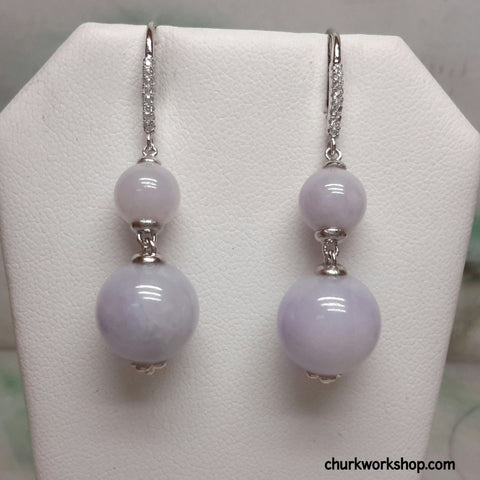 Lavender jade beads earrings