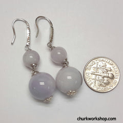 Lavender jade beads earrings