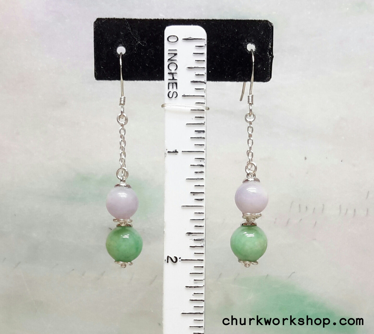 Silver jade beads earrings