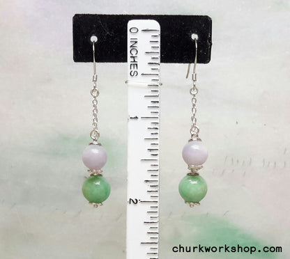 Silver jade beads earrings