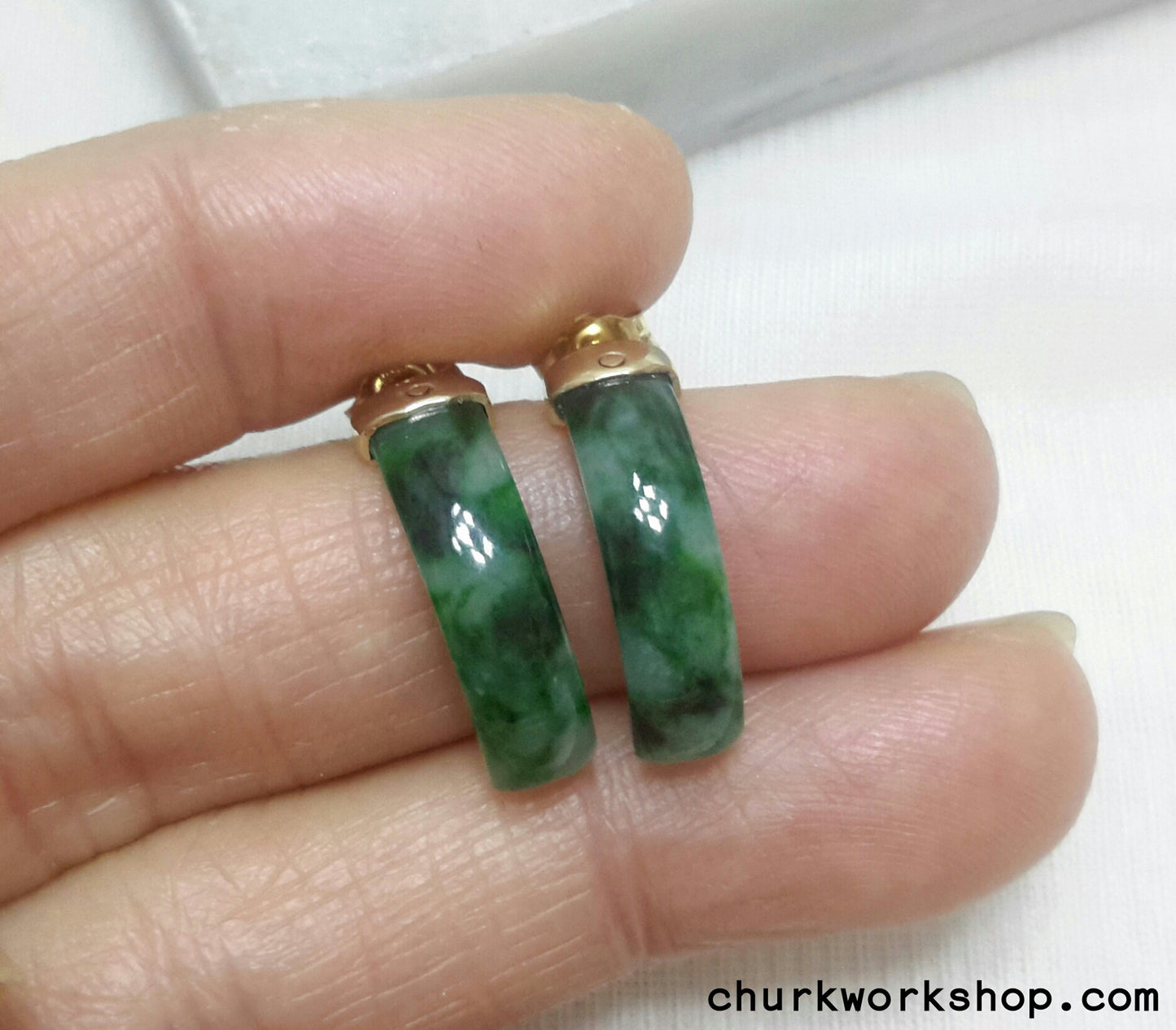 14k bridge shape ear studs