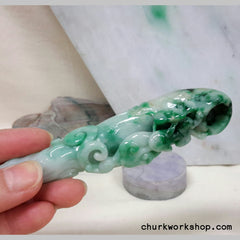 Unique natural jadeite dragon pipe