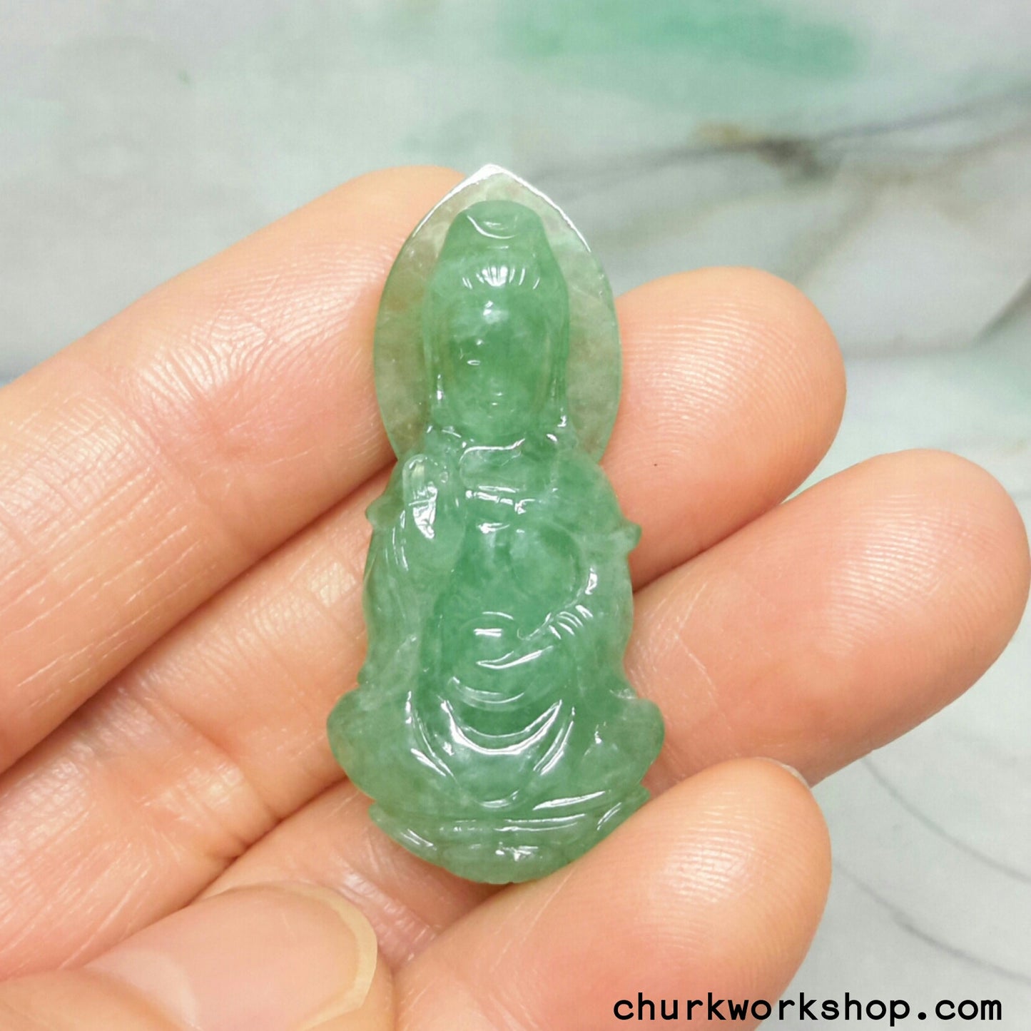 Jade lady Buddha pendant