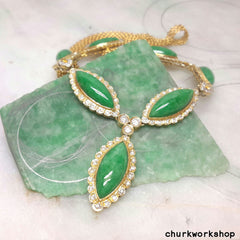 18K gold diamond jade necklace