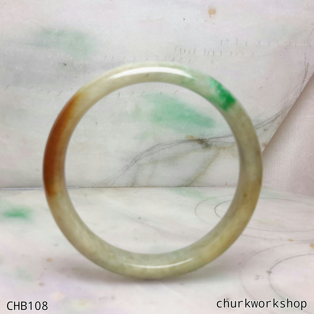 Multi color jade bangle red green jade bangle Fu Lu Shou represent lucky