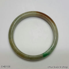 Multi color jade bangle, red & green jade bangle(Fu Lu Shou) represent lucky