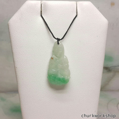 Light green jade lady Buddha, jade Buddha, Buddha pendant, Lavender jade Buddha