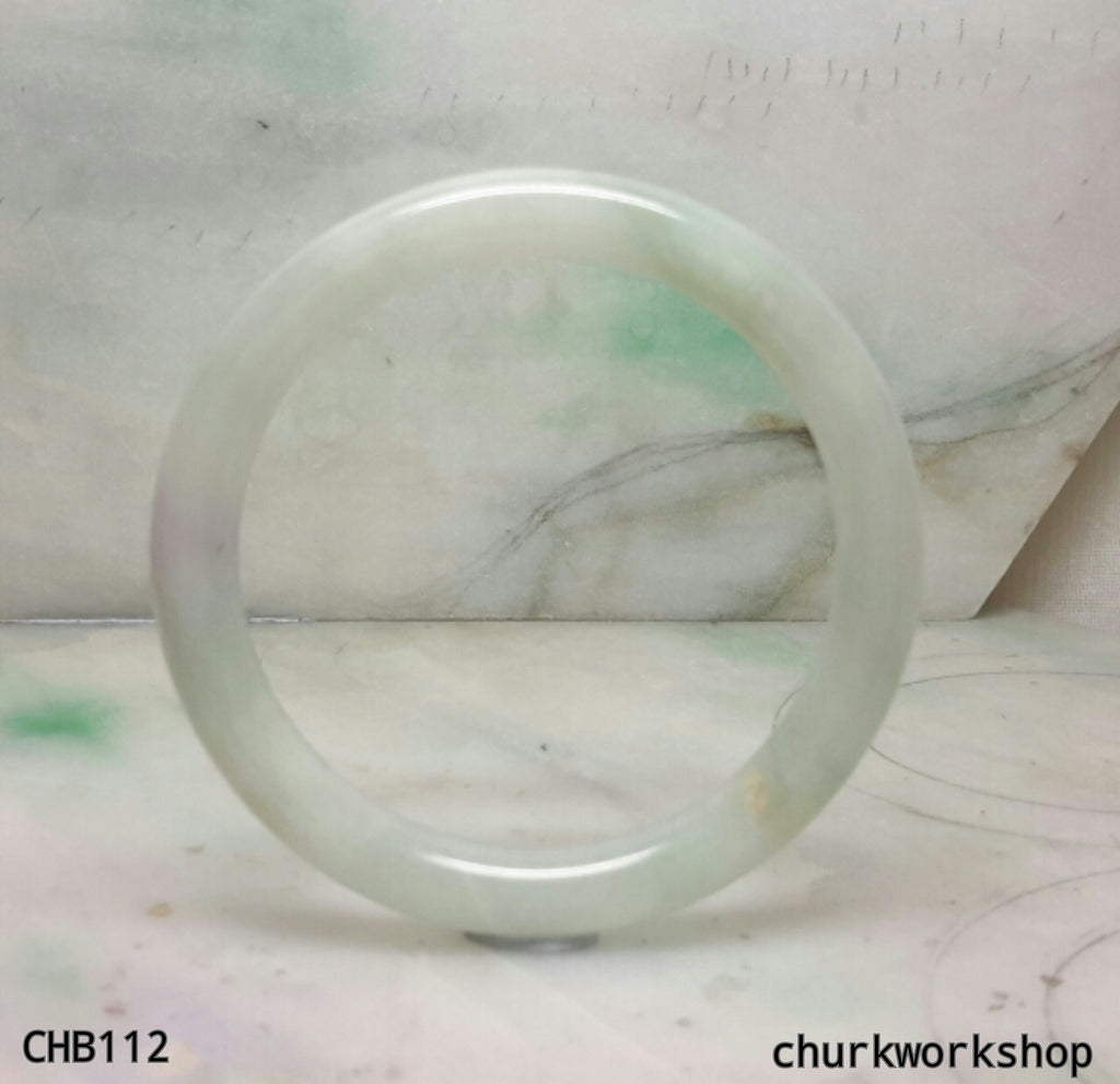 Small light green and pale lavender jade bangle