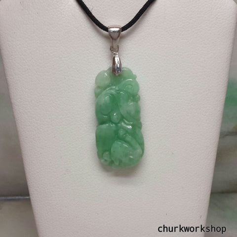 Jade dragon pendant, green jade pendant, carved jade pendant.