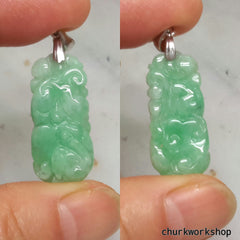 Jade dragon pendant, green jade pendant, carved jade pendant.