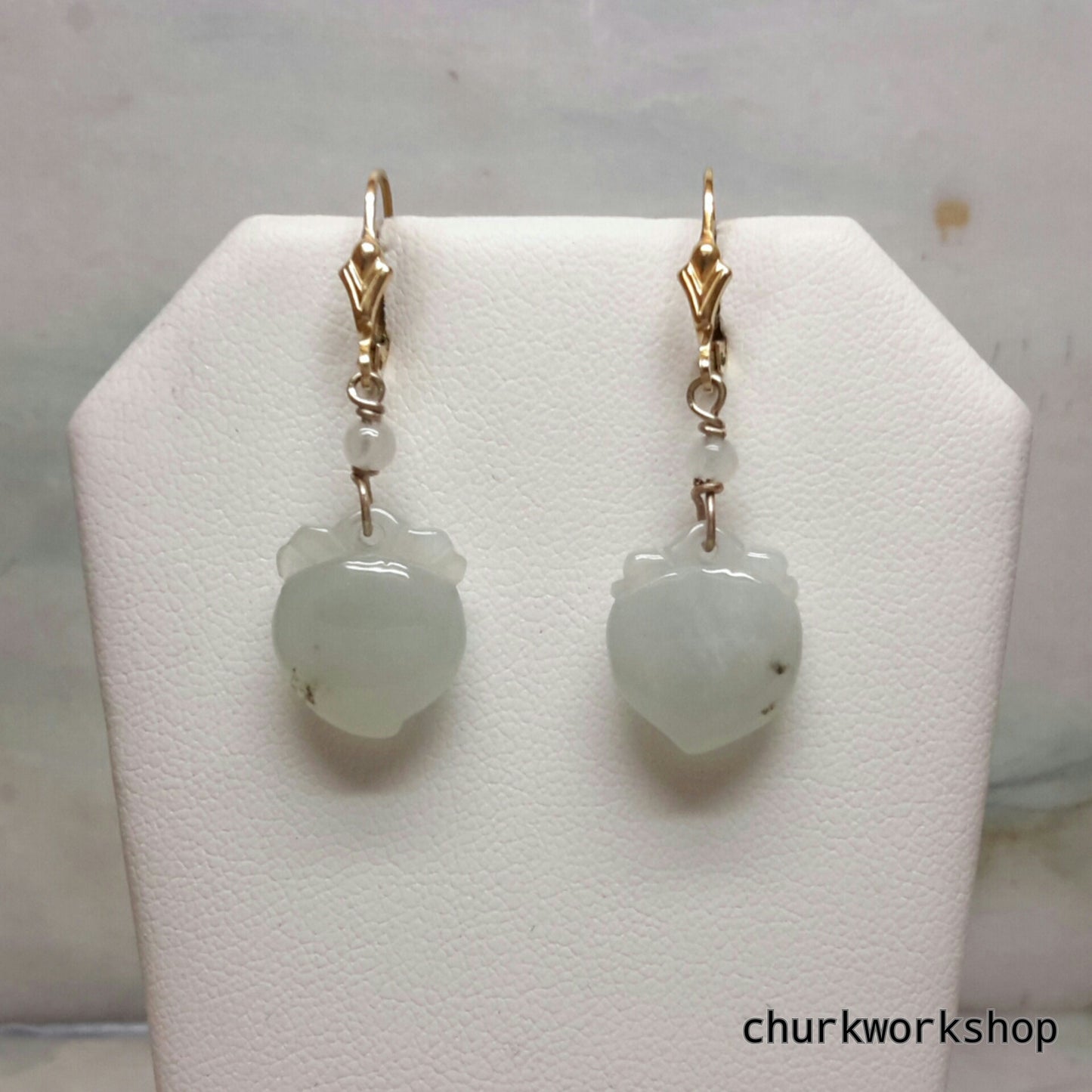 Icy jade earrings 14k gold filled